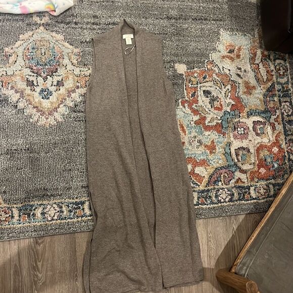 Tan Cashmere sleeveless duster - Picture 1 of 6